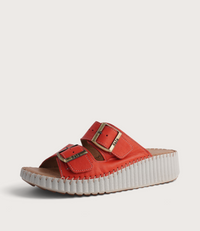 Solena Red Leather Slides