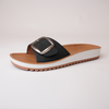 Naja Black Leather Slides