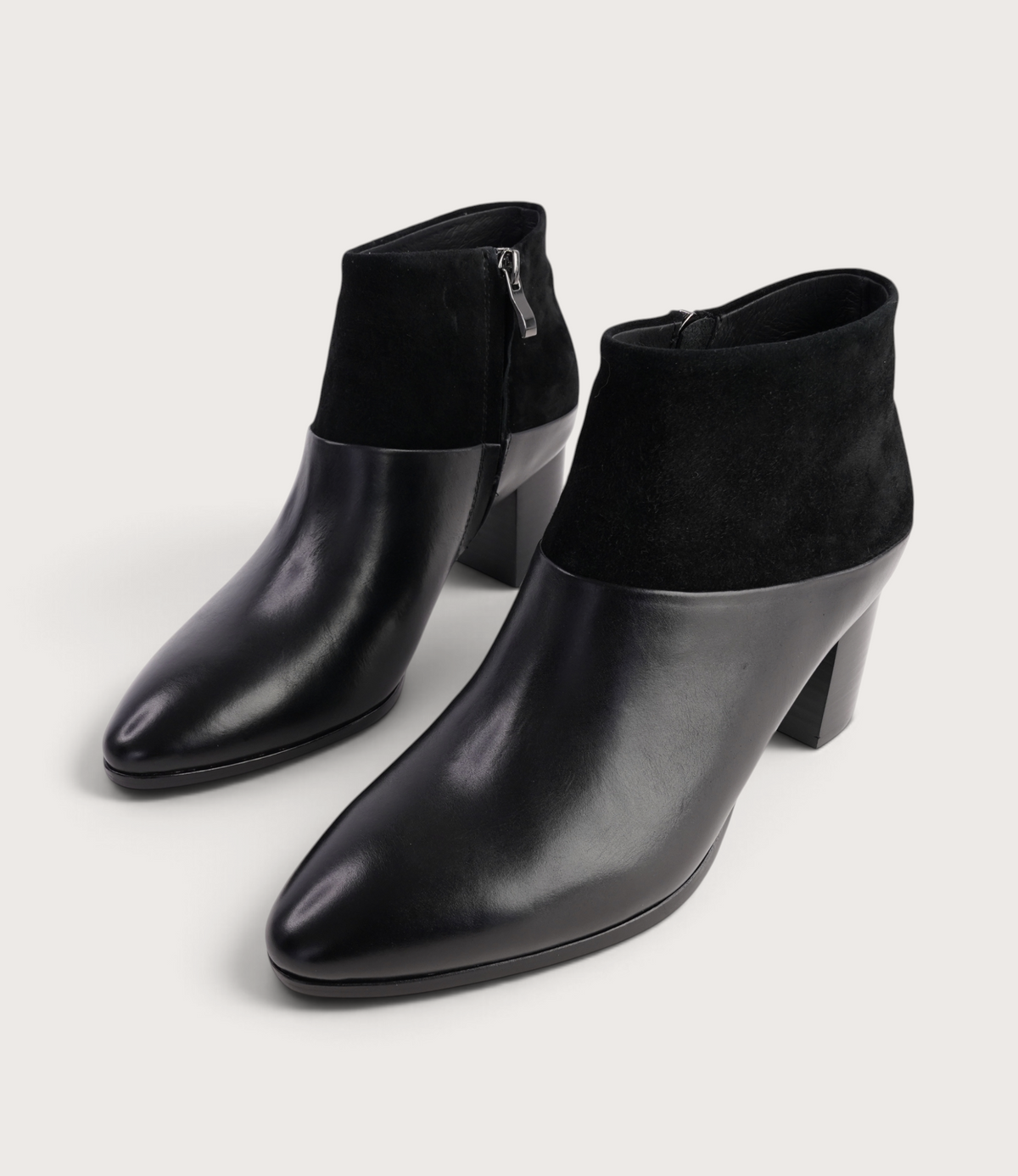 Blumas Black Leather Black Suede Ankle Boots - DJANGO AND JULIETTE | Shouz