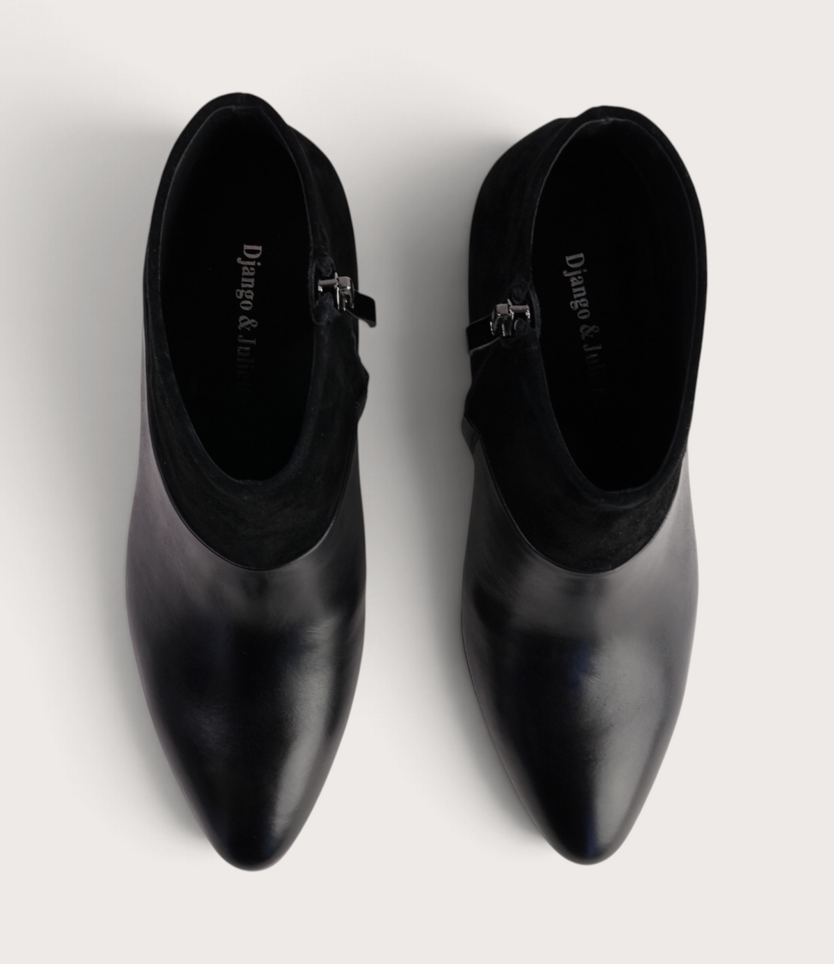 Blumas Black Leather Black Suede Ankle Boots - DJANGO AND JULIETTE | Shouz