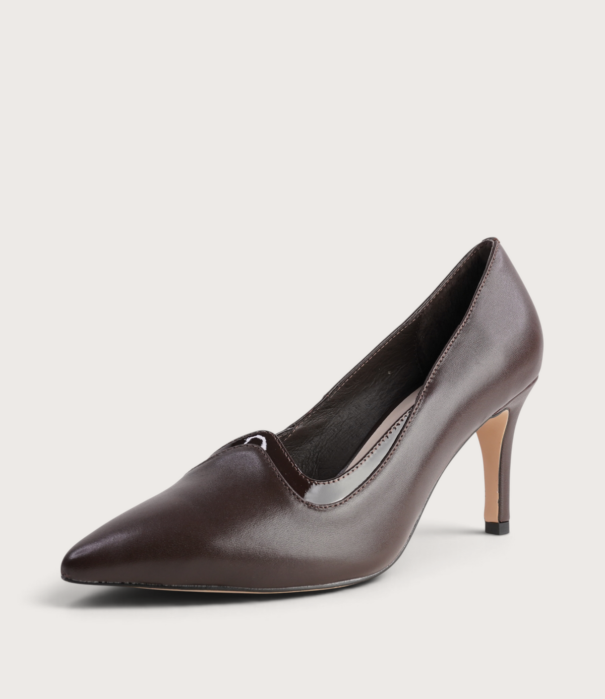 Blosko Choc Leather/ Patent Heels