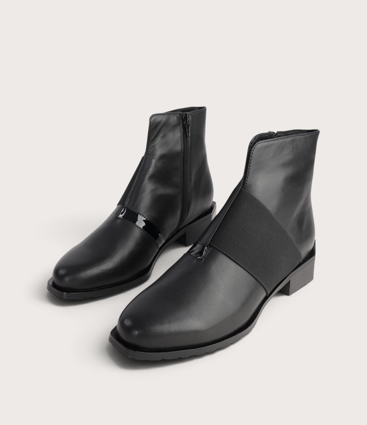 Rollo Black/ Patent Leather Ankle Boots - BRESLEY | Shouz
