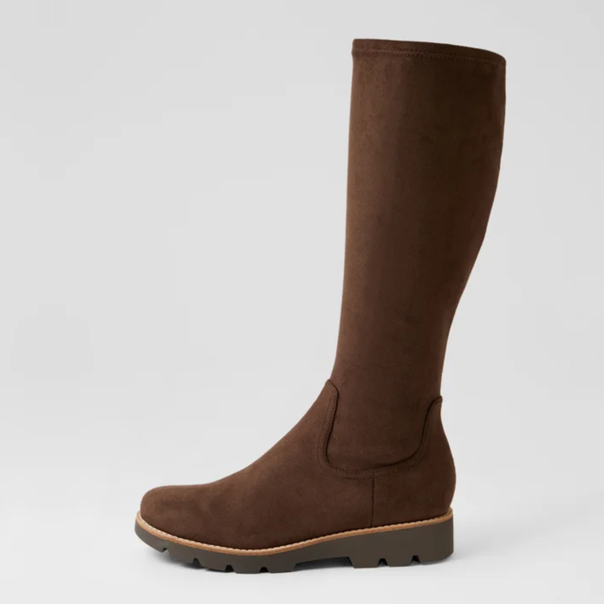 Dellah Choc Stretch Microsuede Knee High Boots - DJANGO AND JULIETTE | Shouz
