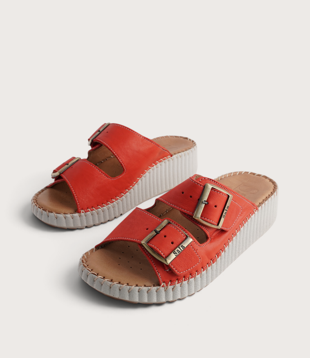 Solena Red Leather Slides