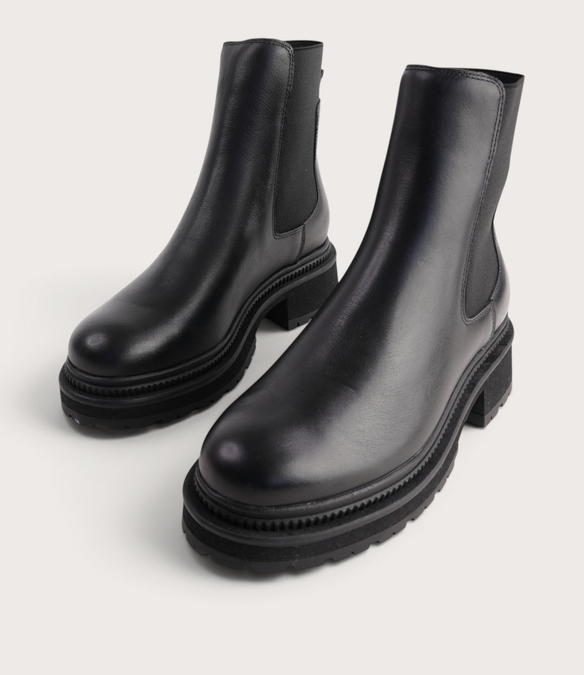 Brussels Black Leather Ankle Boots