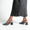 Ihops Black White Spots Leather Heels