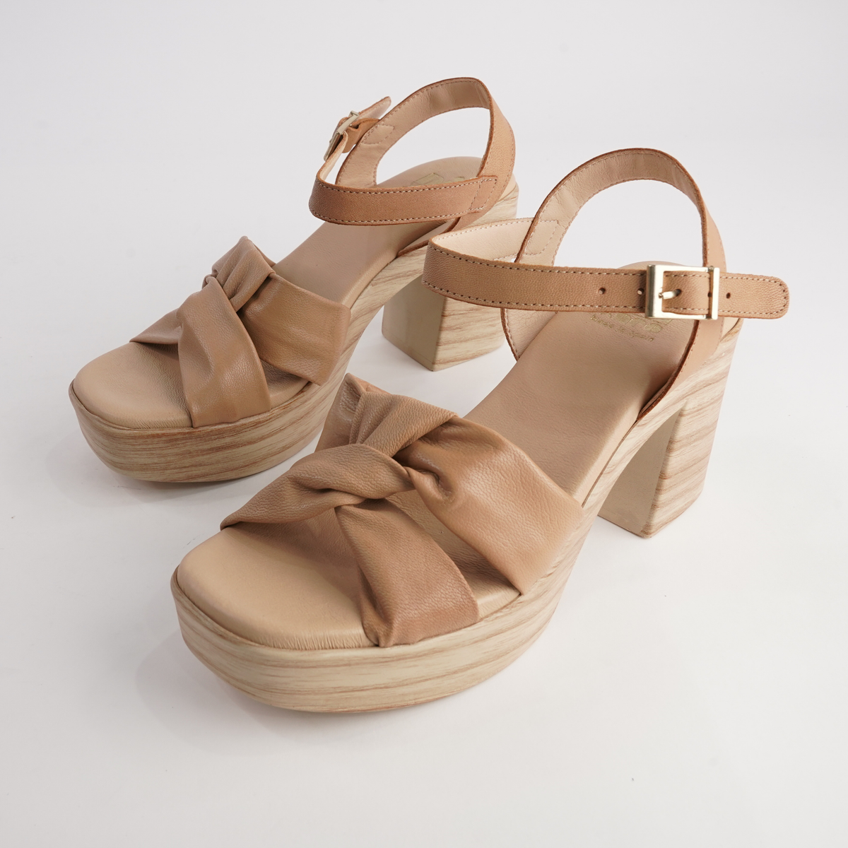 Odessa Camel Leather Heels - NU BY NEO | Shouz