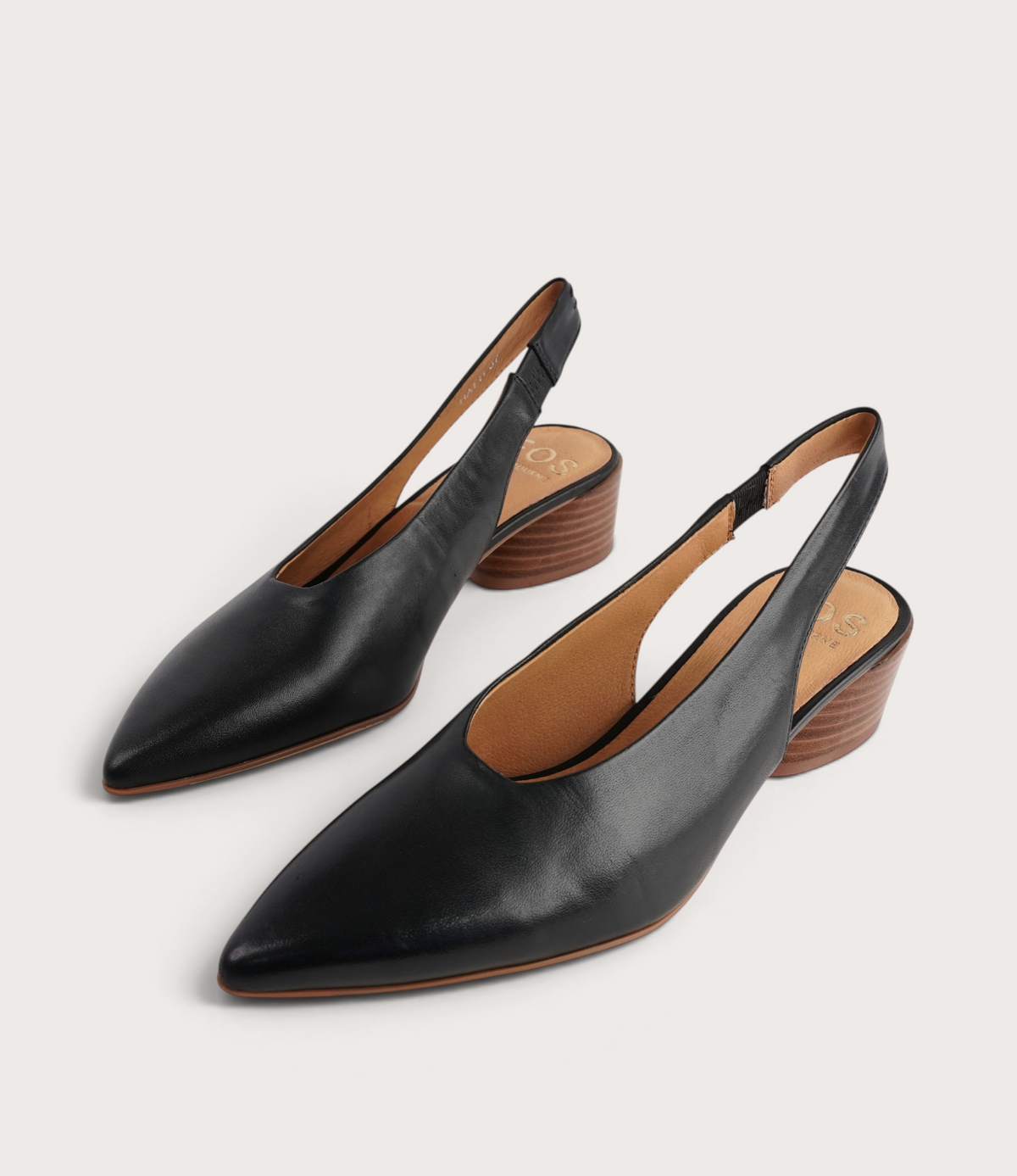 Hatti Black Leather Heels