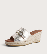 Zara Doya Champagne Leather Espadrille Wedges