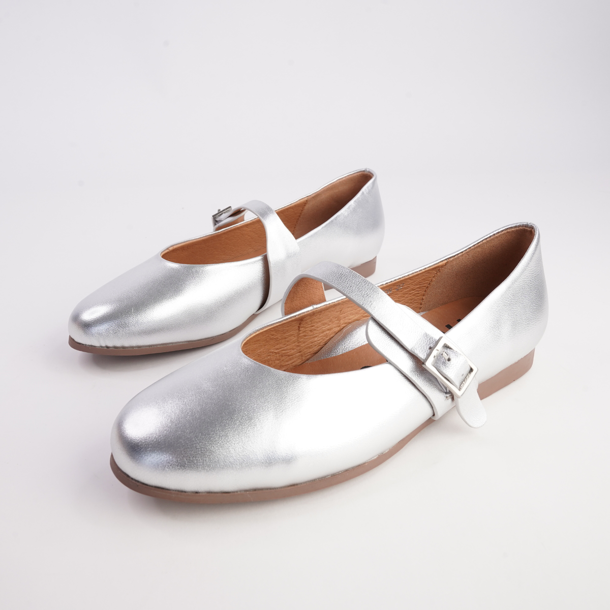 Picton Silver Leather Ballet Flats - MARCO SANTINI | Shouz