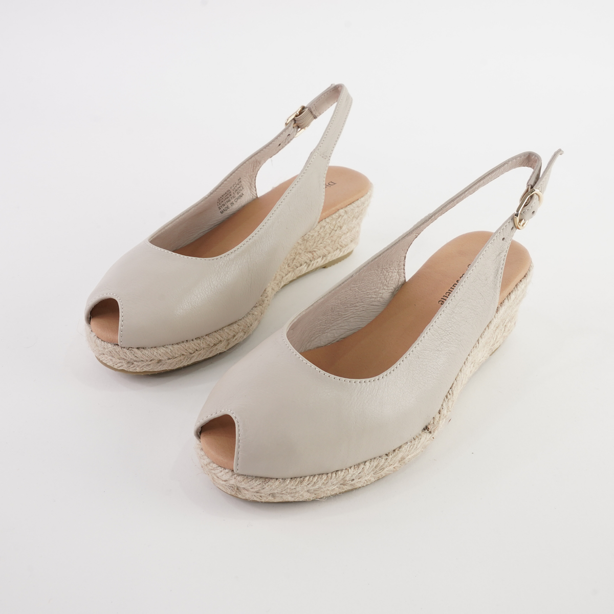 Saniarly Almond Leather Espadrille Wedges