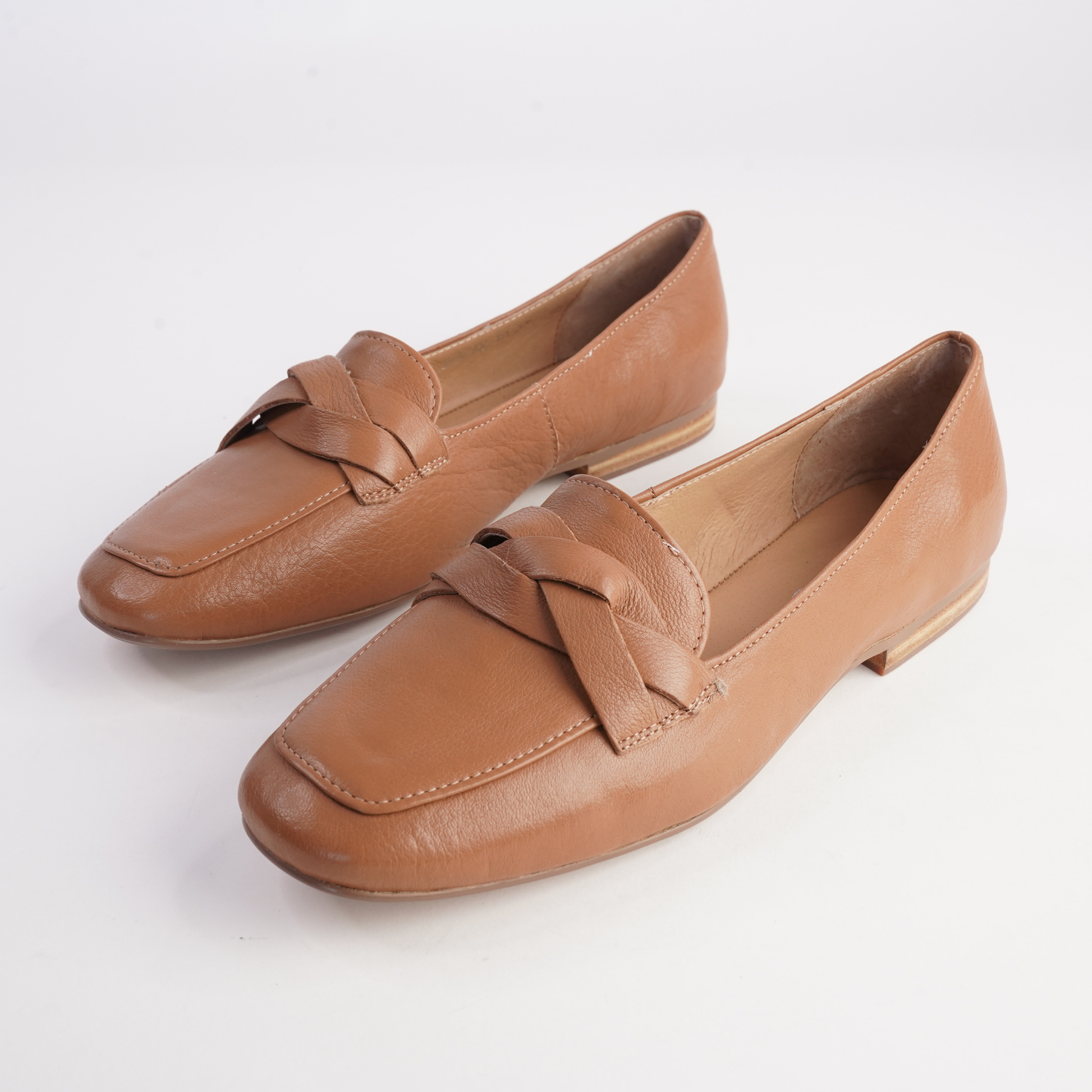 Marcee Tan Leather Flats - TOP END | Shouz