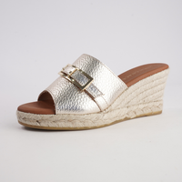 Zara Doya Champagne Leather Espadrille Wedges