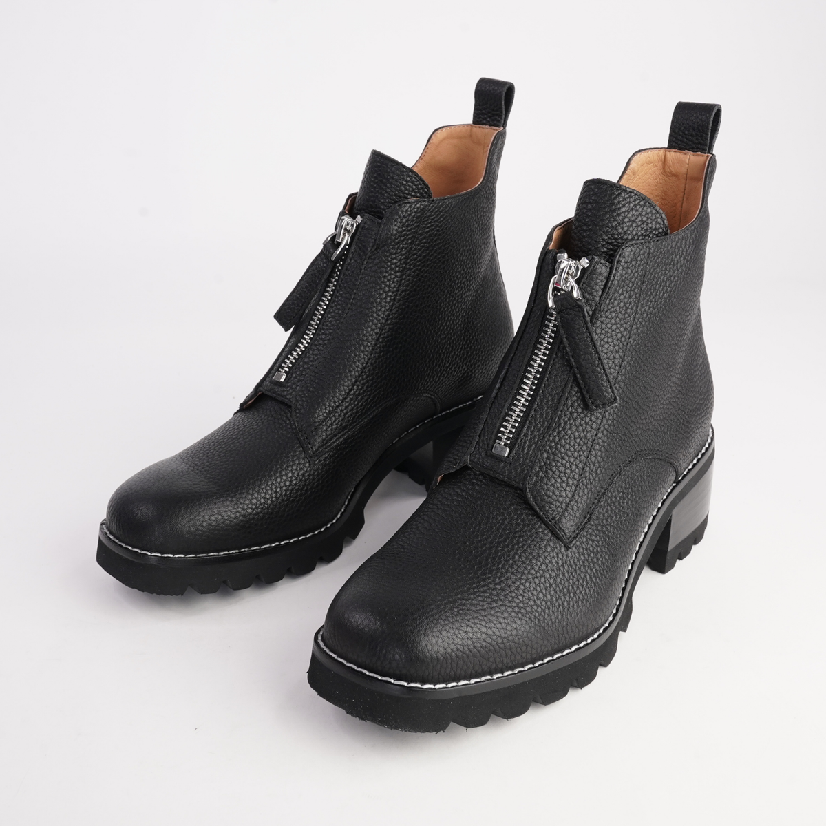 Dazzler Black/ Black Leather Ankle Boots - BRESLEY | Shouz