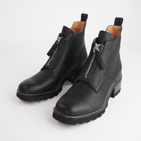 Dazzler Black/ Black Leather Ankle Boots - BRESLEY | Shouz