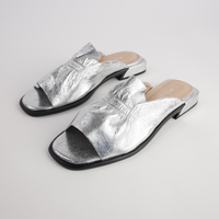 Luna Silver Leather Flats
