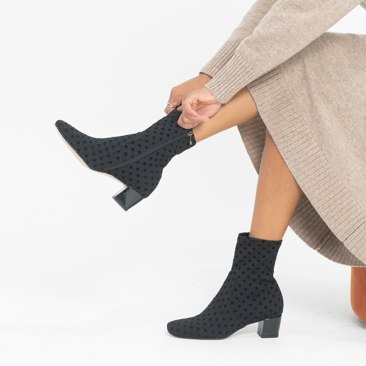 Hartful Black Spot Ankle Boots