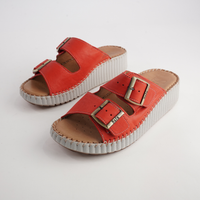 Solena Red Leather Slides