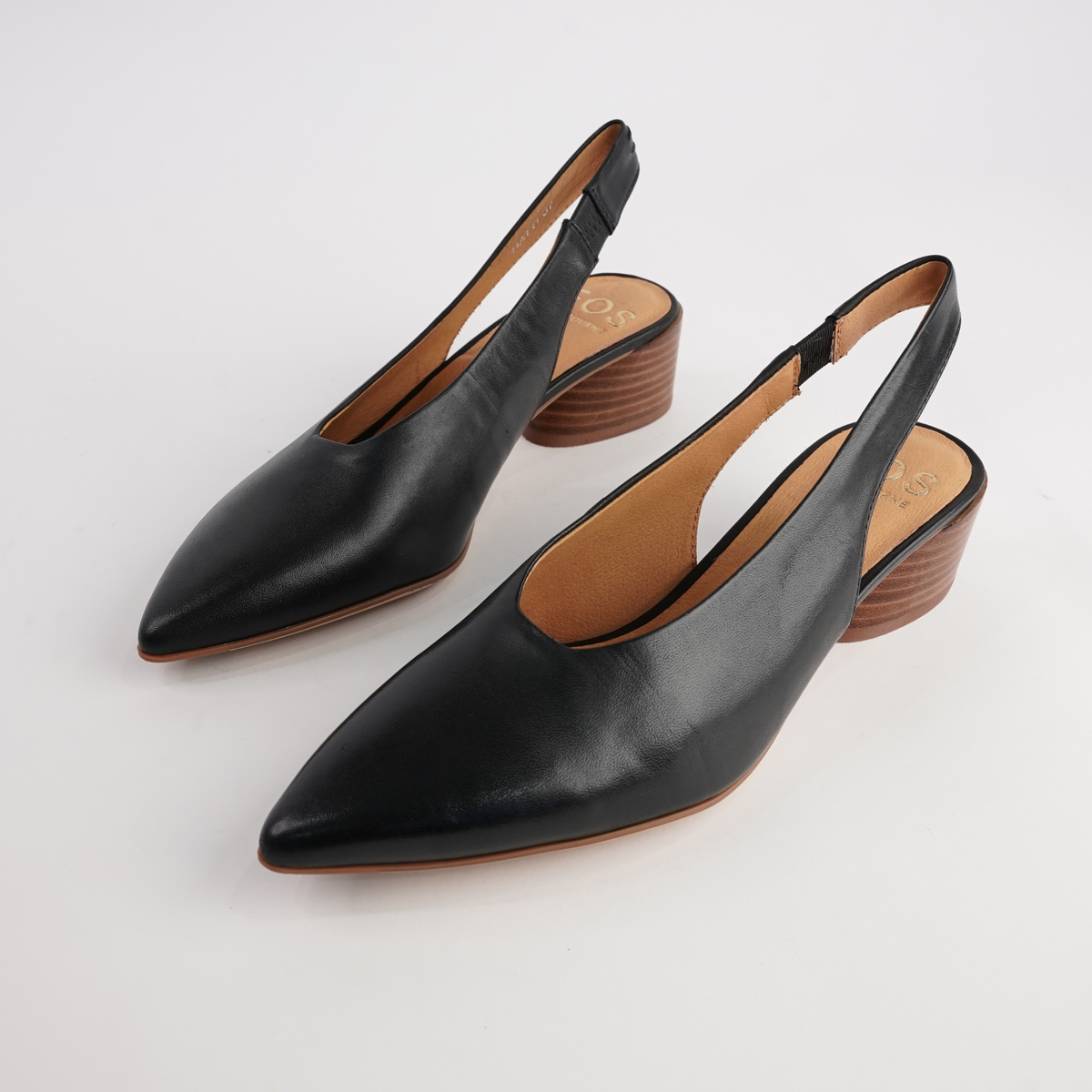 Hatti Black Leather Heels