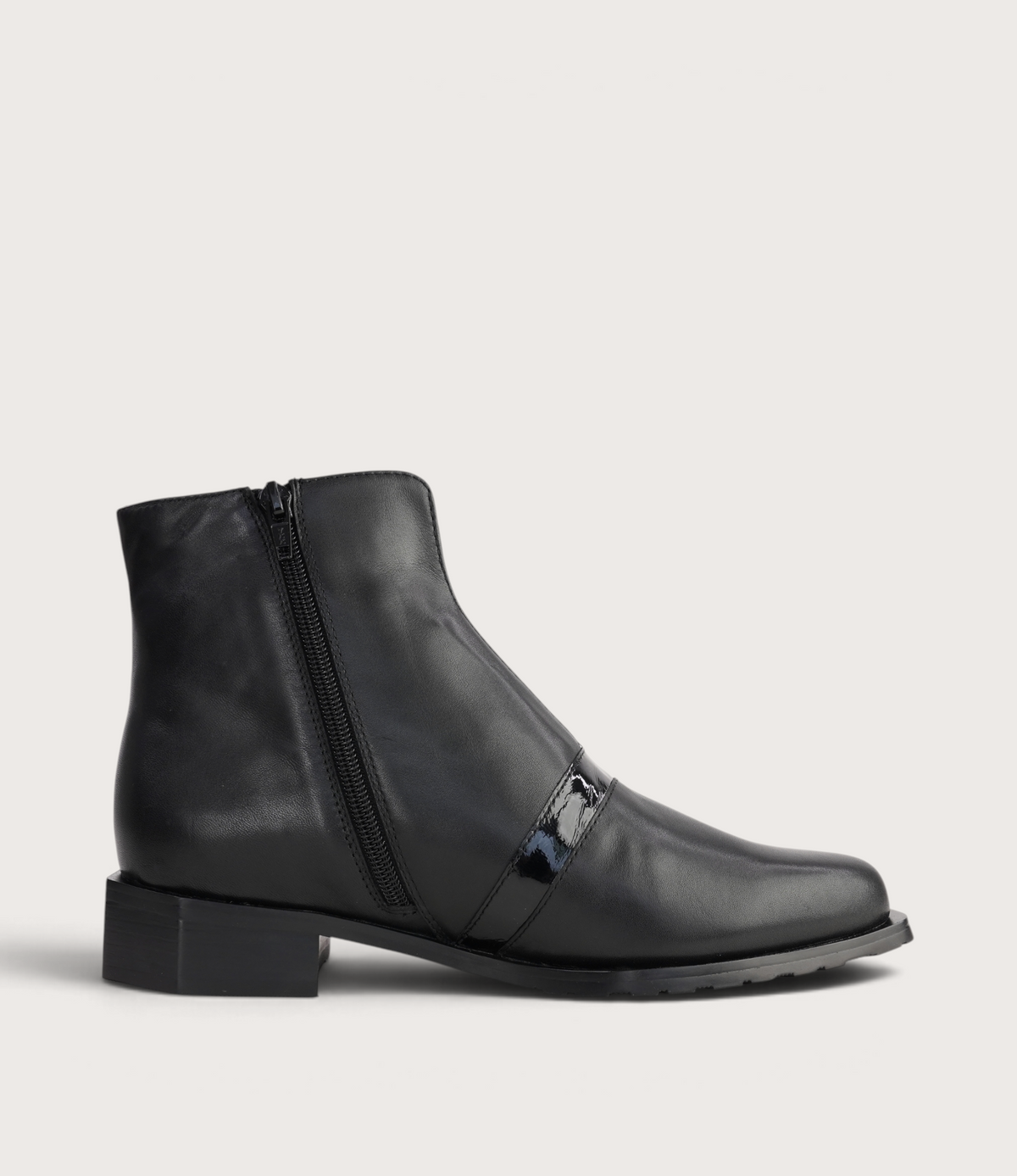 Rollo Black/ Patent Leather Ankle Boots - BRESLEY | Shouz