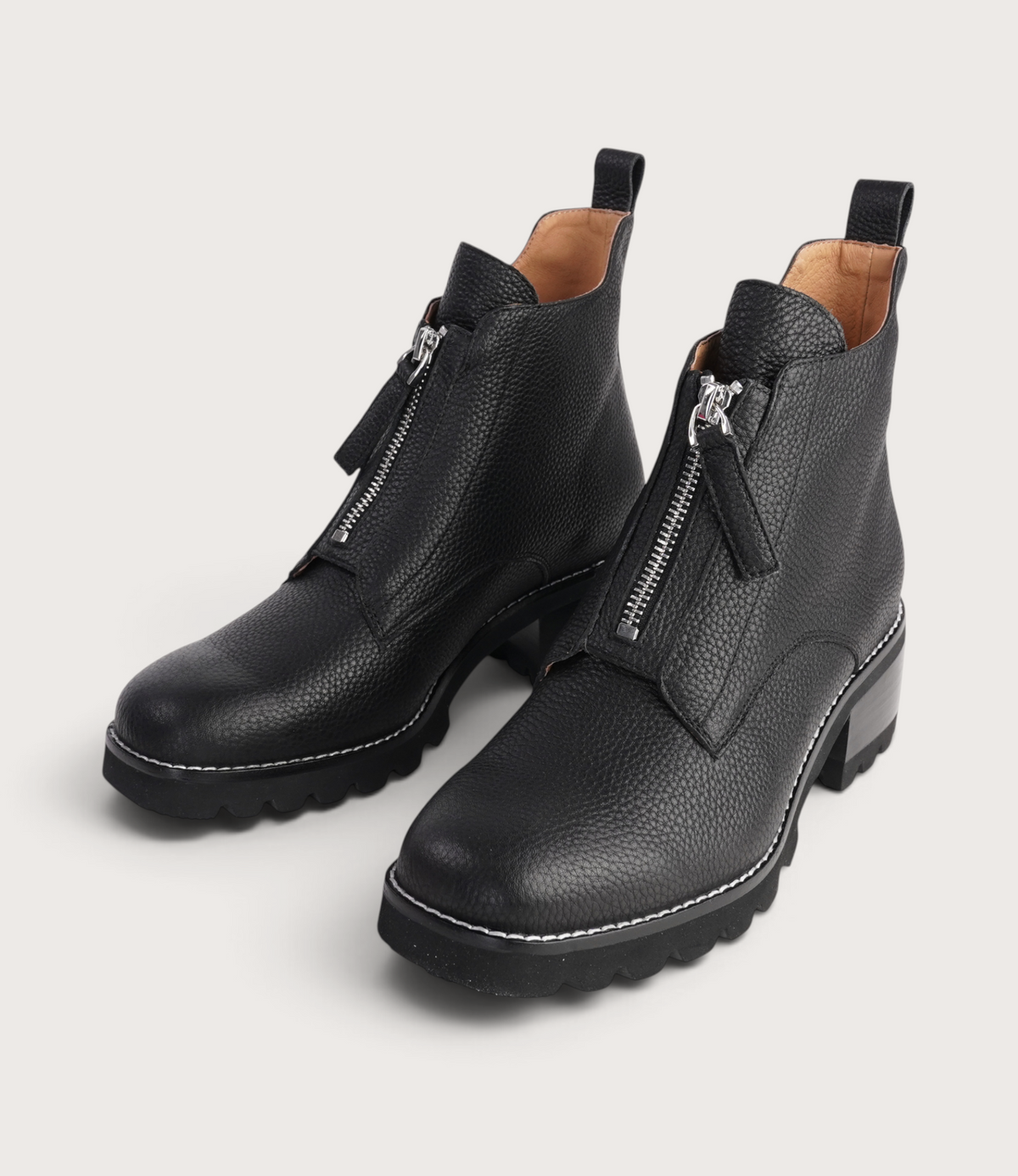 Dazzler Black/ Black Leather Ankle Boots
