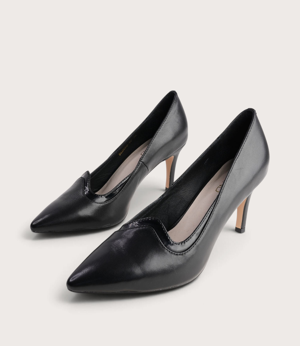 Blosko Black Leather/ Patent Heels