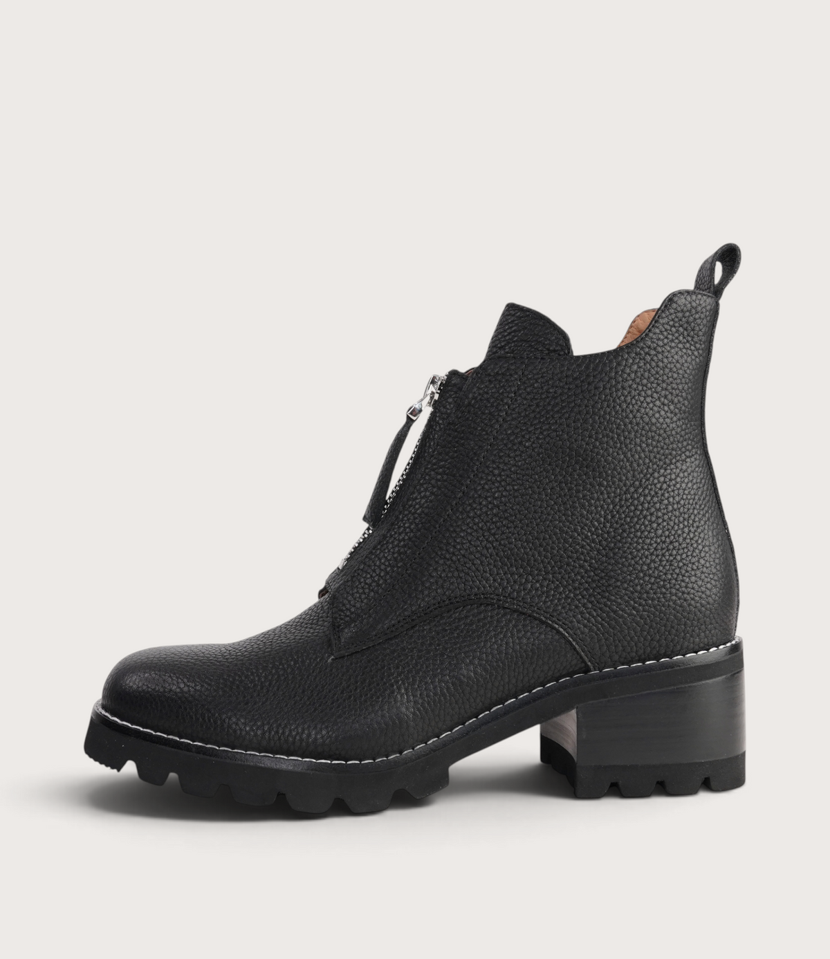Dazzler Black/ Black Leather Ankle Boots