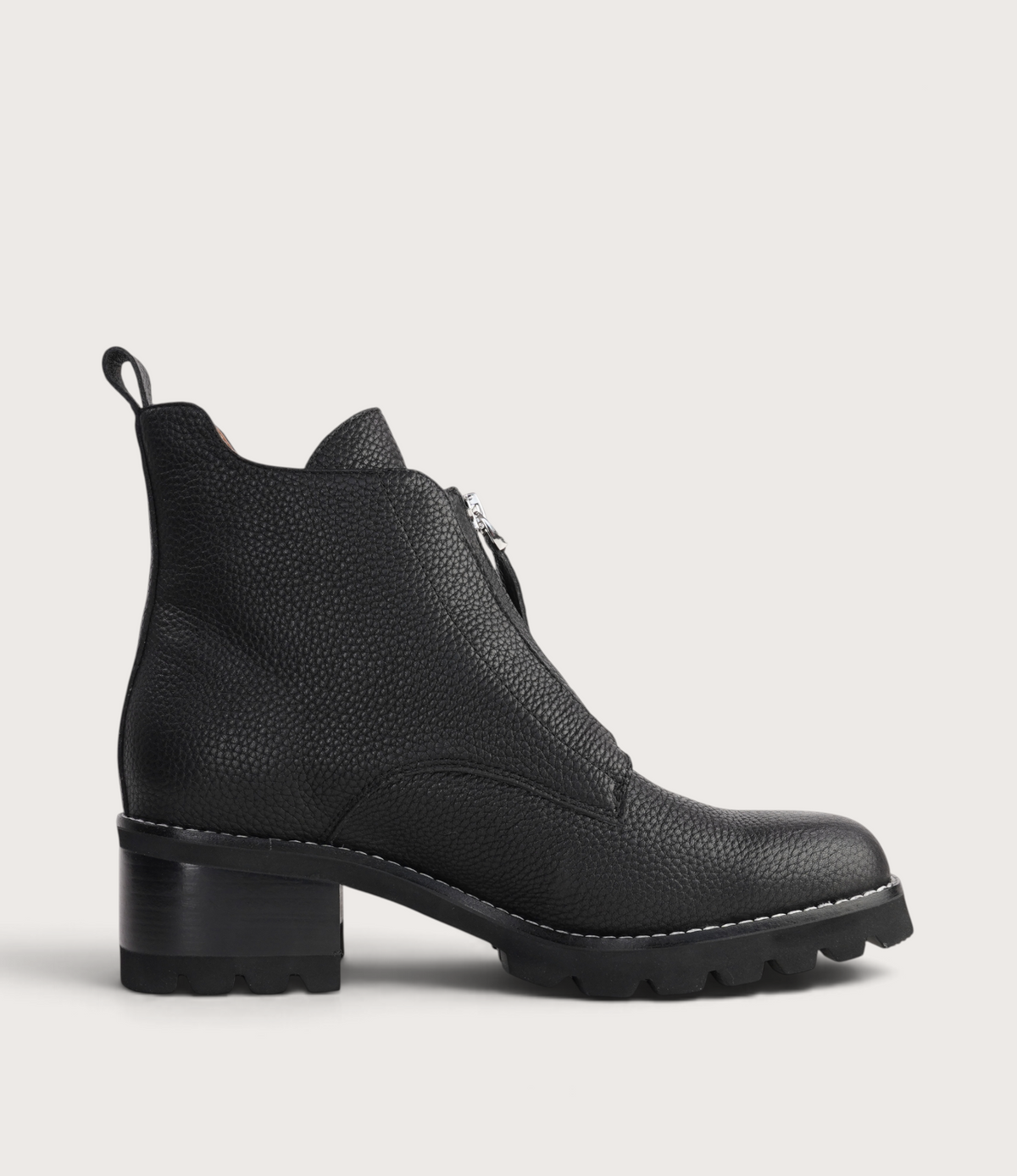 Dazzler Black/ Black Leather Ankle Boots