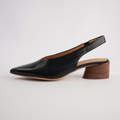 Hatti Black Leather Heels
