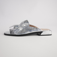 Luna Silver Leather Flats