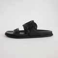 Tulia Black Leather Slides