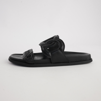 Tulia Black Leather Slides