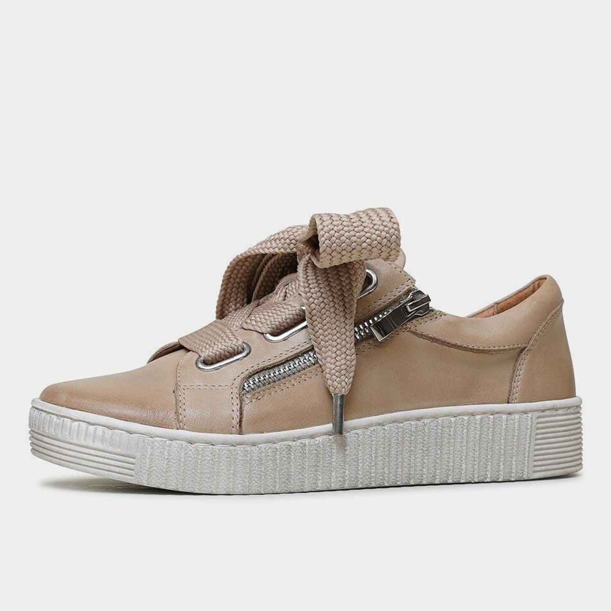 Jovi Ecru Leather Sneakers - EOS FOOTWEAR | Shouz