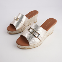 Zara Doya Champagne Leather Espadrille Wedges