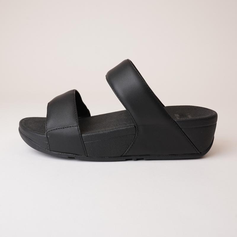 Lulu Leather Slides Black Sandals