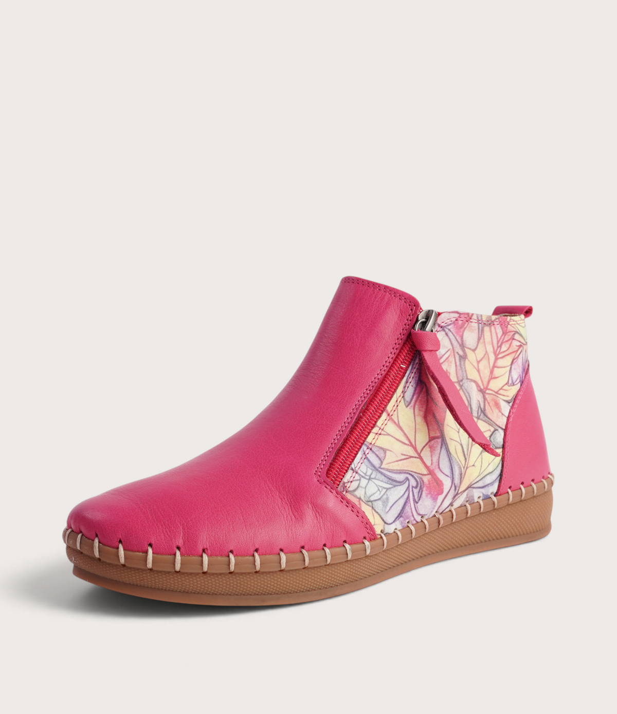 Regan Cerise Fall Leather Ankle Boots
