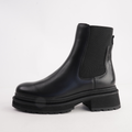 Brussels Black Leather Ankle Boots