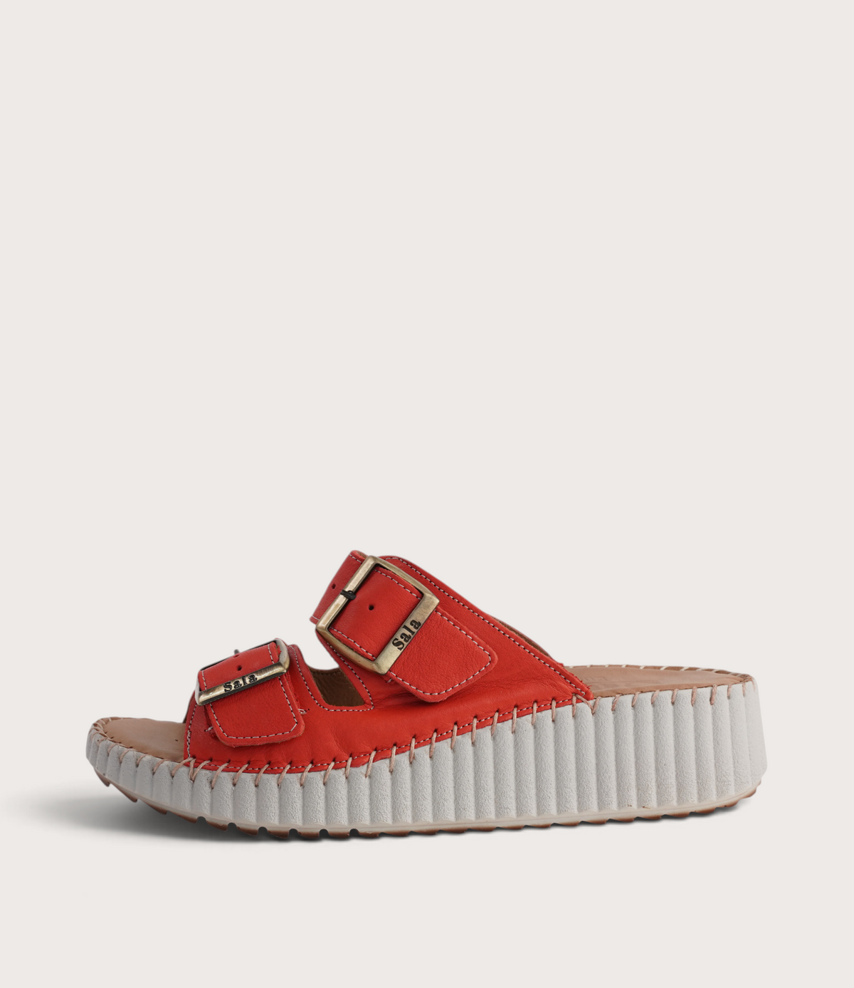 Solena Red Leather Slides