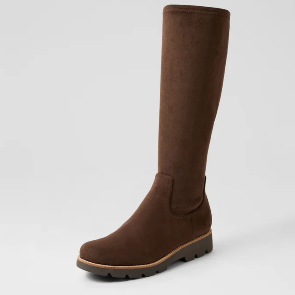 Dellah Choc Stretch Microsuede Knee High Boots - DJANGO AND JULIETTE | Shouz