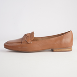 Marcee Tan Leather Flats - TOP END | Shouz