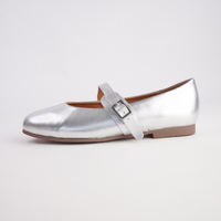Picton Silver Leather Ballet Flats - MARCO SANTINI | Shouz