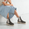Dodge Khaki Leather Ankle Boots