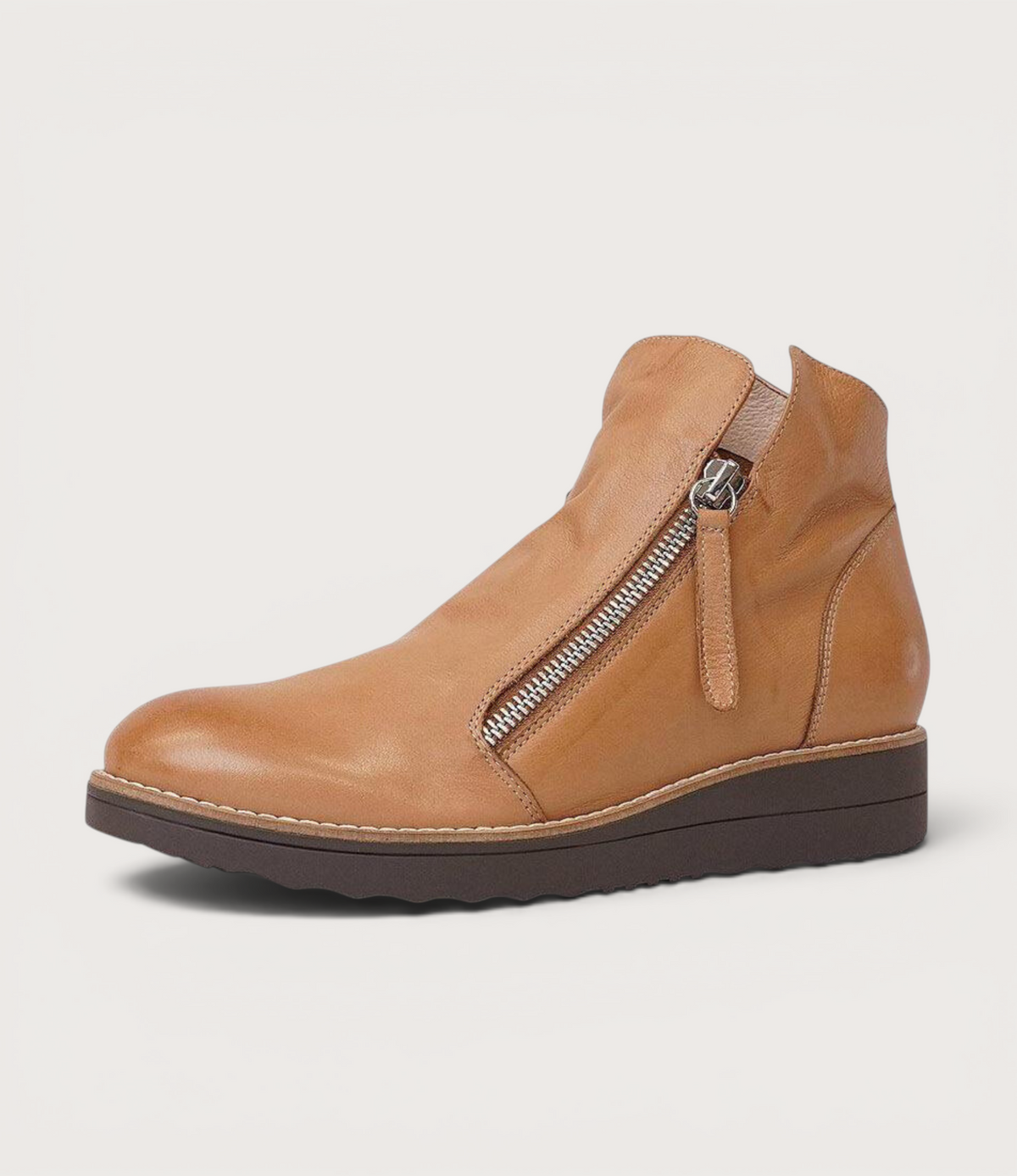 Ohmy Dark Tan/choc Sole Leather Ankle Boots