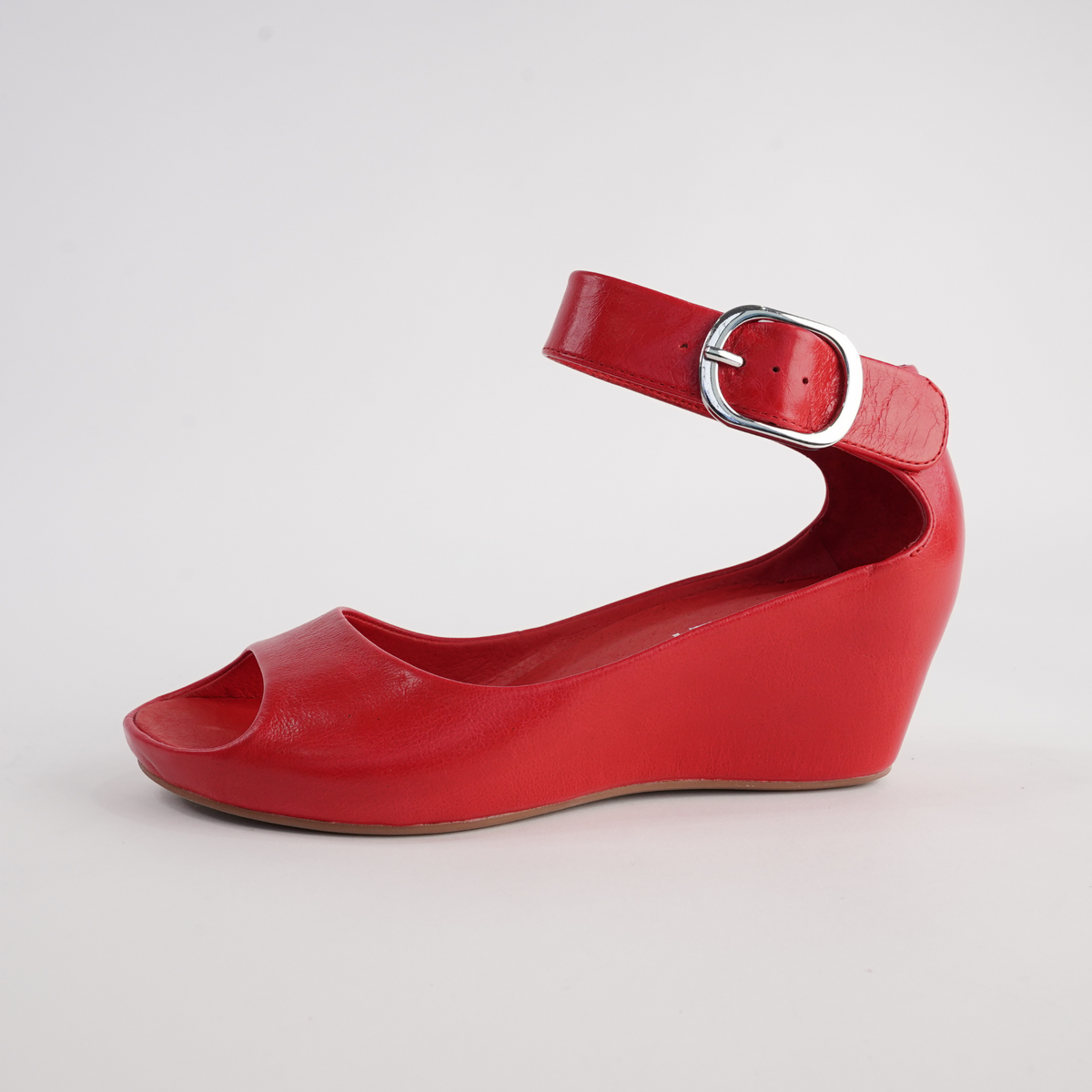 Sangria Fireoil Leather Wedges - BRESLEY | Shouz