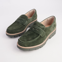 Dorte Olive Suede/ Olive Sole Loafers - DJANGO AND JULIETTE | Shouz