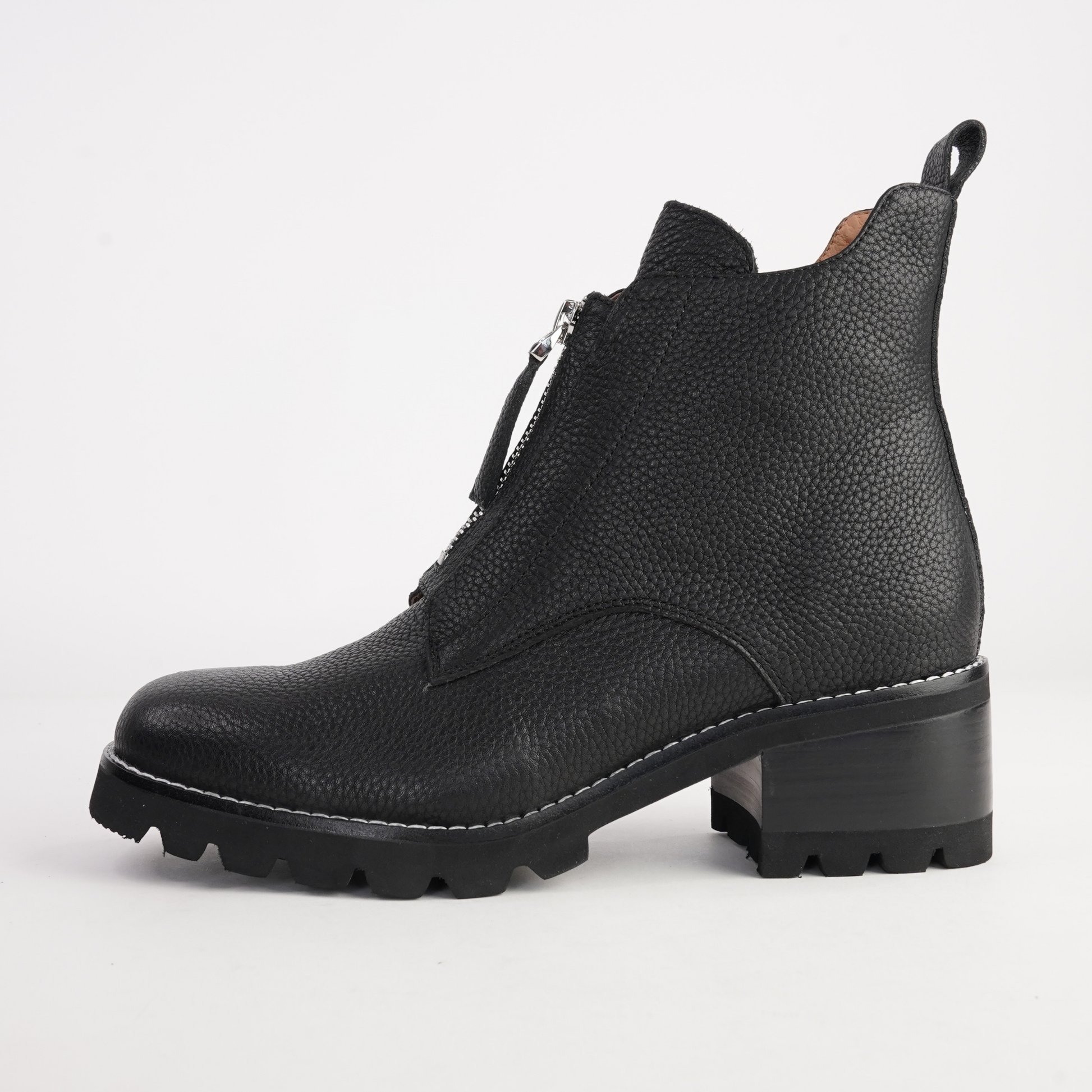 Dazzler Black/ Black Leather Ankle Boots - BRESLEY | Shouz