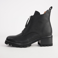 Dazzler Black/ Black Leather Ankle Boots - BRESLEY | Shouz