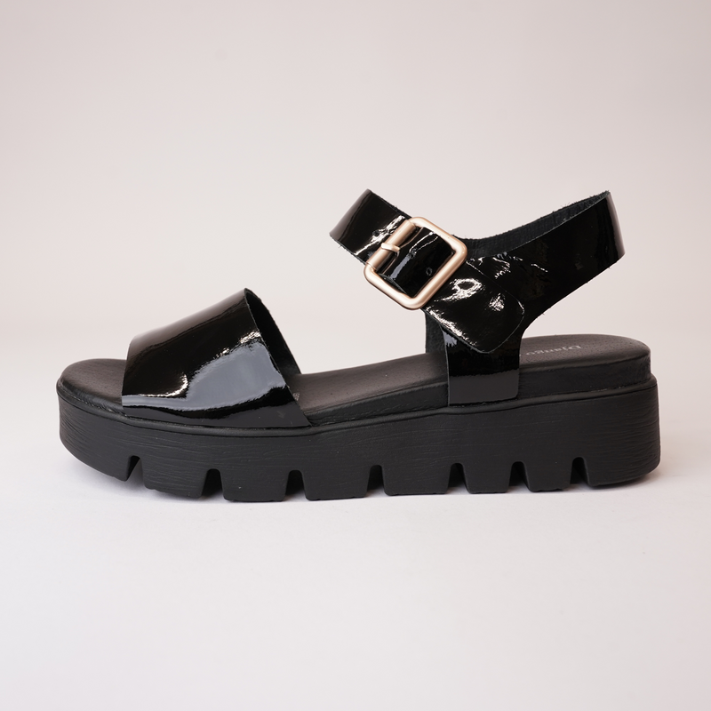 Babels Black Patent Leather Sandals