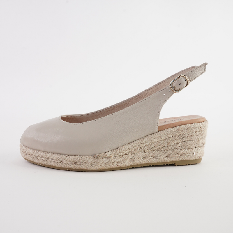 Saniarly Almond Leather Espadrille Wedges
