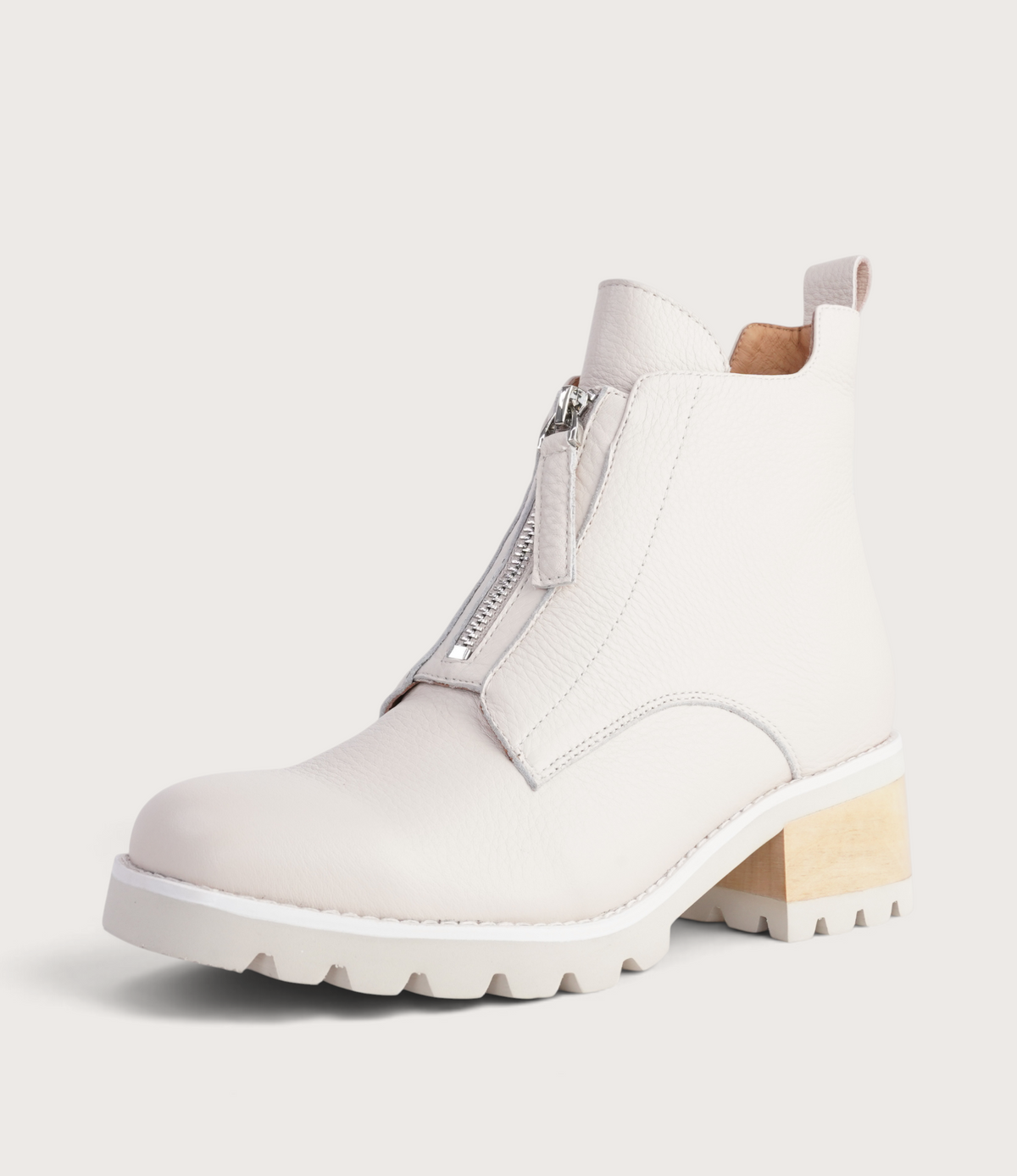 Dazzler Bone/ Tan Stack Leather Ankle Boots
